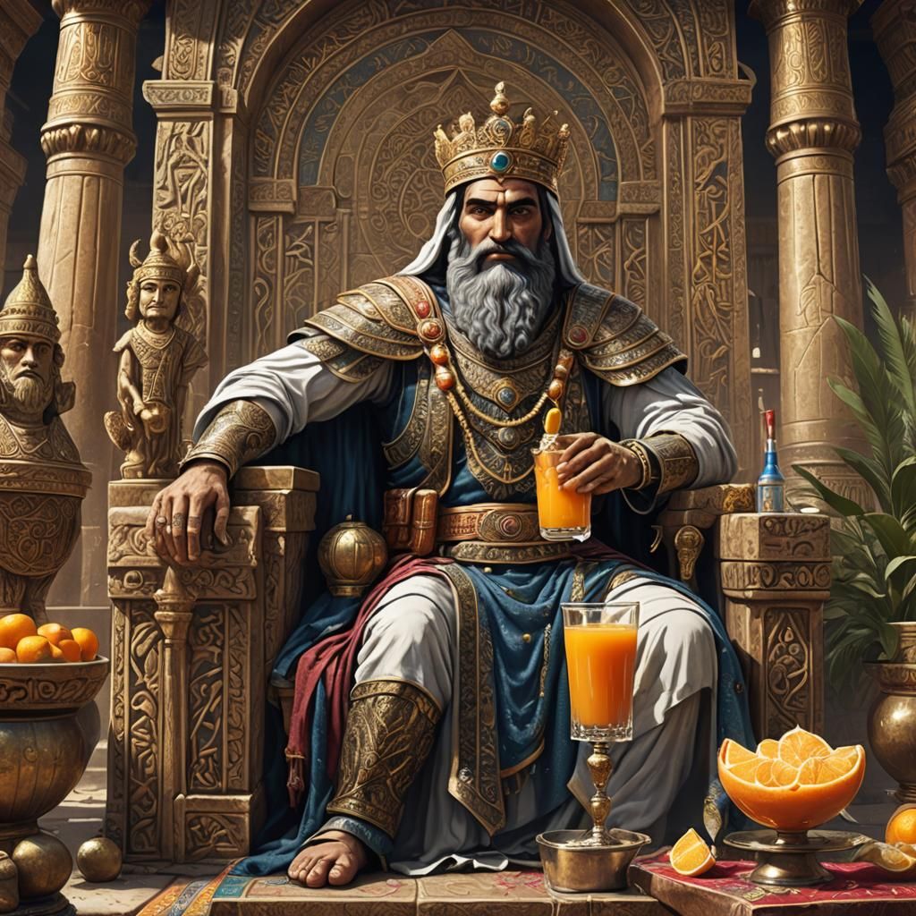 Cyrus the Great Drinks Juice: Detailed Matte Painting