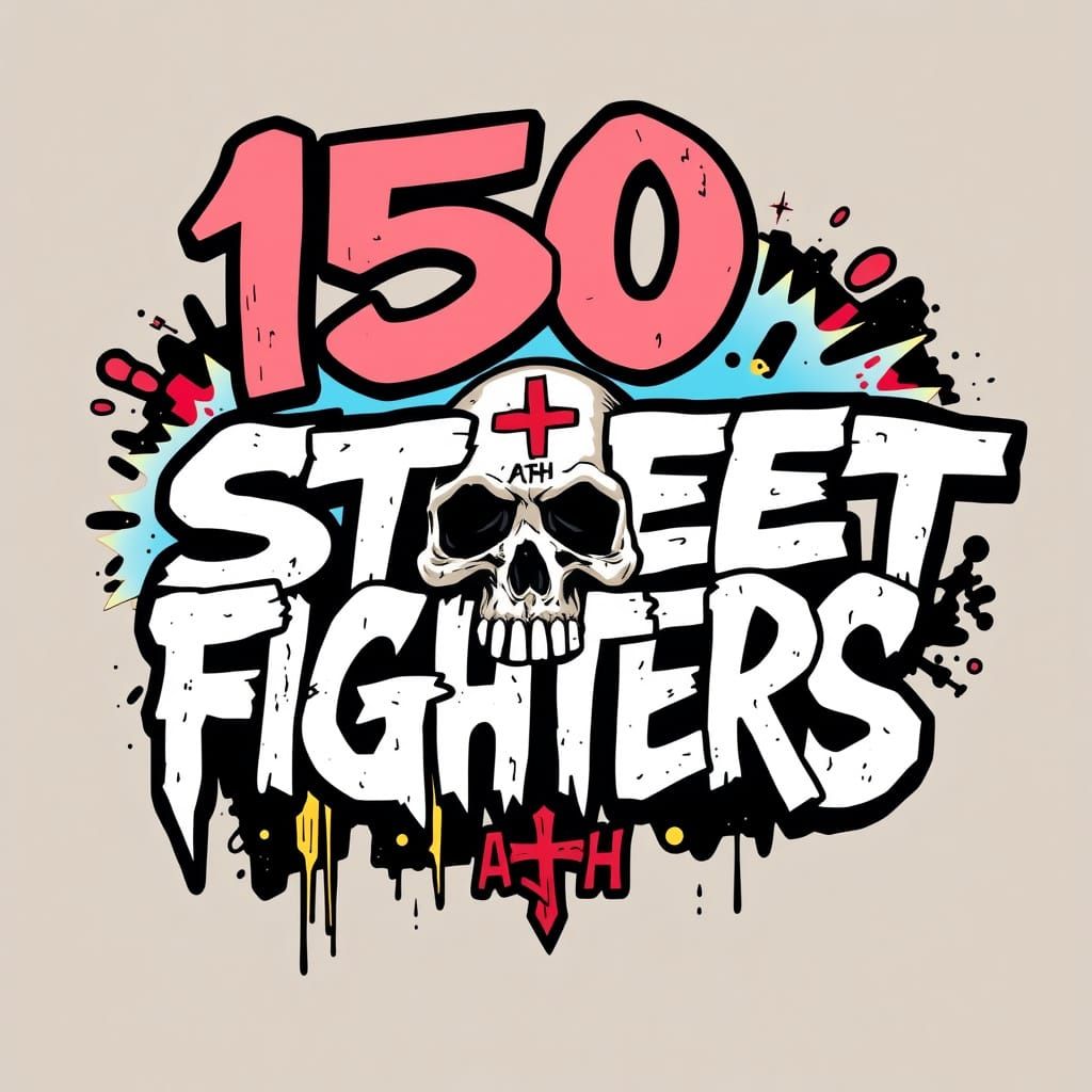 Graffiti Sign with Skull and Cross in Street Art