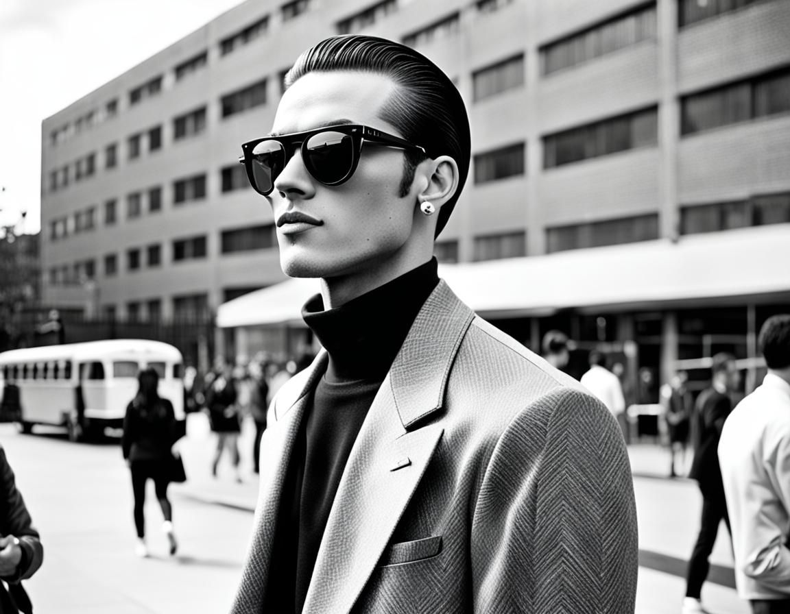 Stylish 1960s High School Student with Slicked Hair