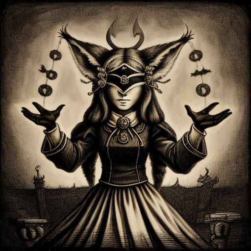 Mystical Fox Goddess Unveiled in Dark Sepia