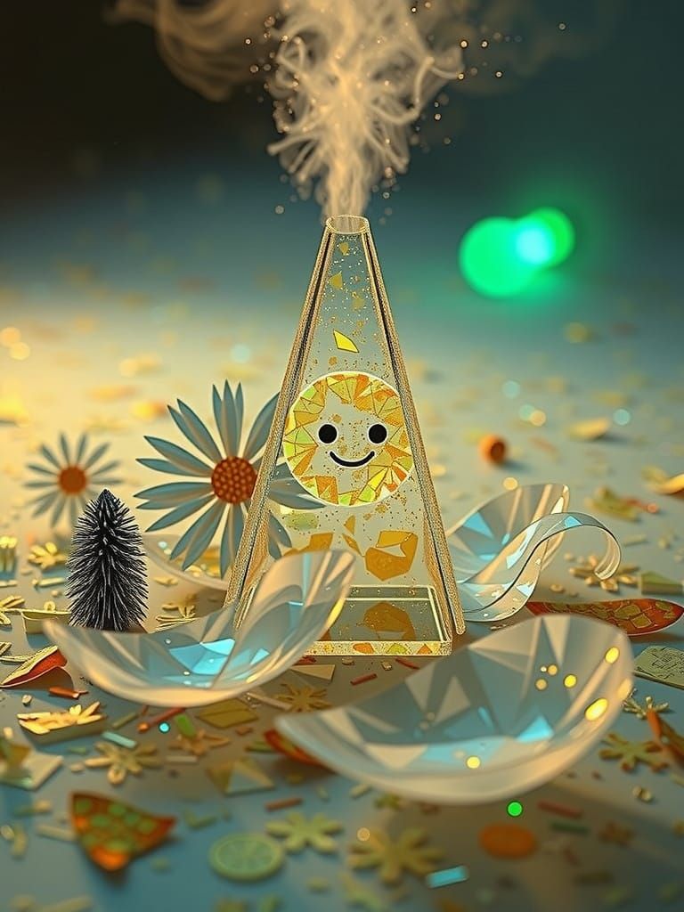 Hyperrealistic CGI Flower with Smiling Face on Mathematical ...