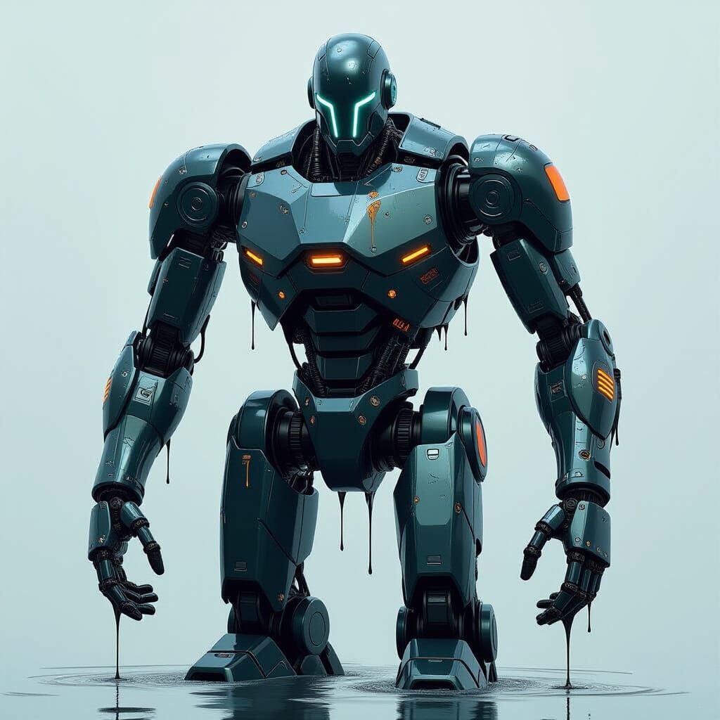 Armless Robot in Biomechanical Industrial Style