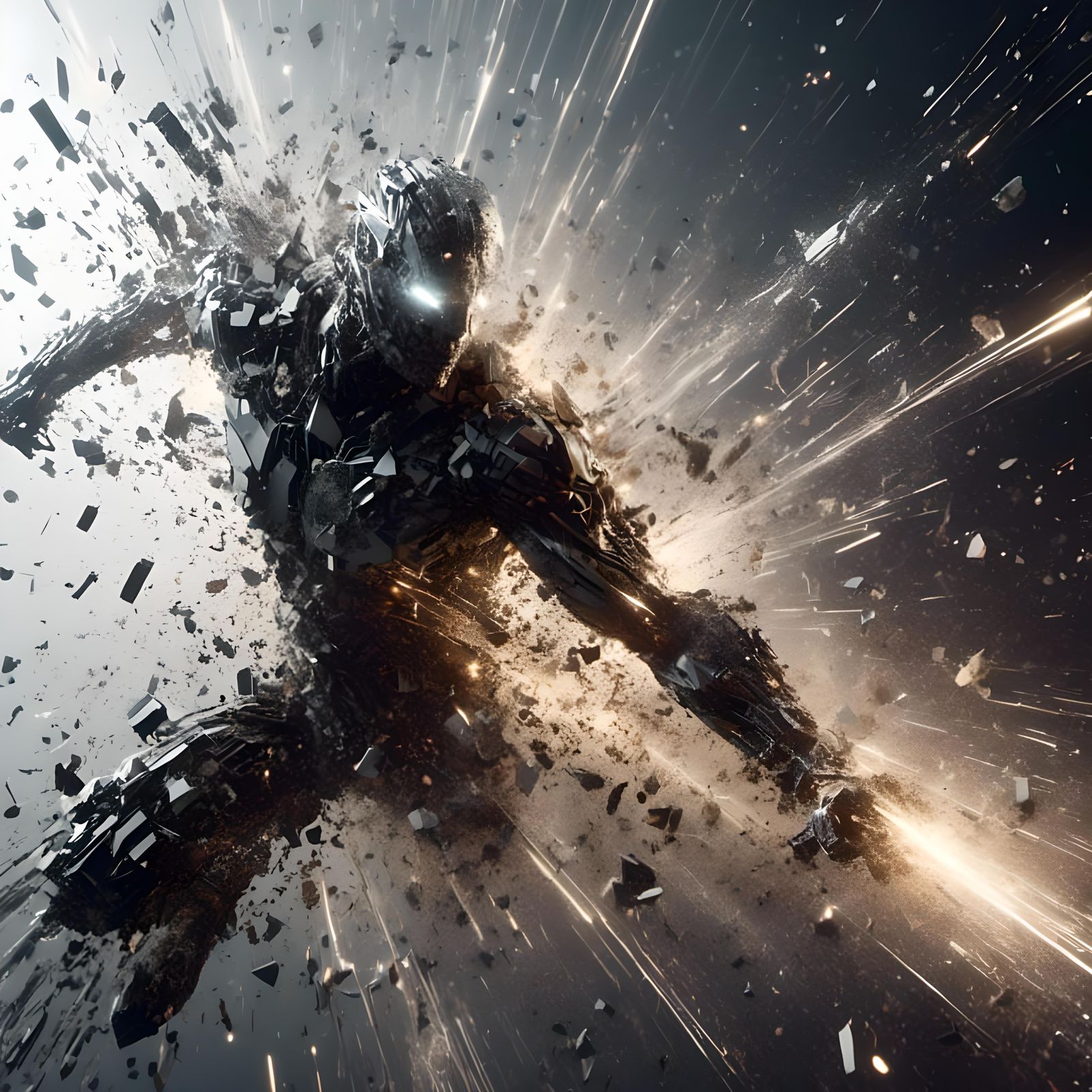 Warrior Disintegrating in Energy Beam