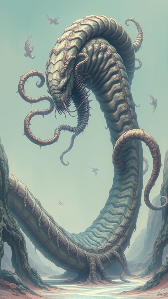 Colossal Serpentine Leviathan in Dreamscape