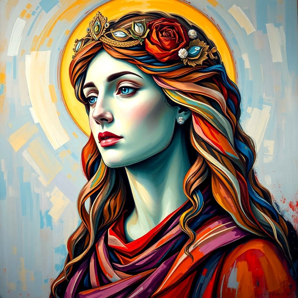 Goddess Venus in Neo-Impressionist Oil Painting