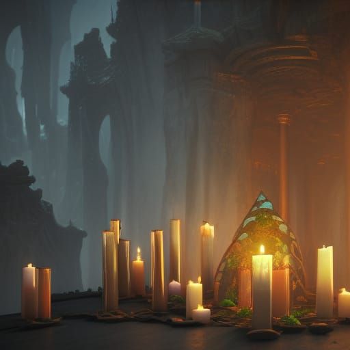 Fantastical Candle in Detailed Matte Painting