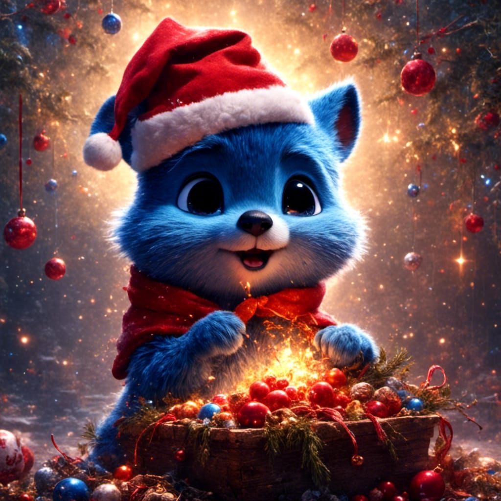 Disney's Bluey Christmas Portrait with Graffiti Effects