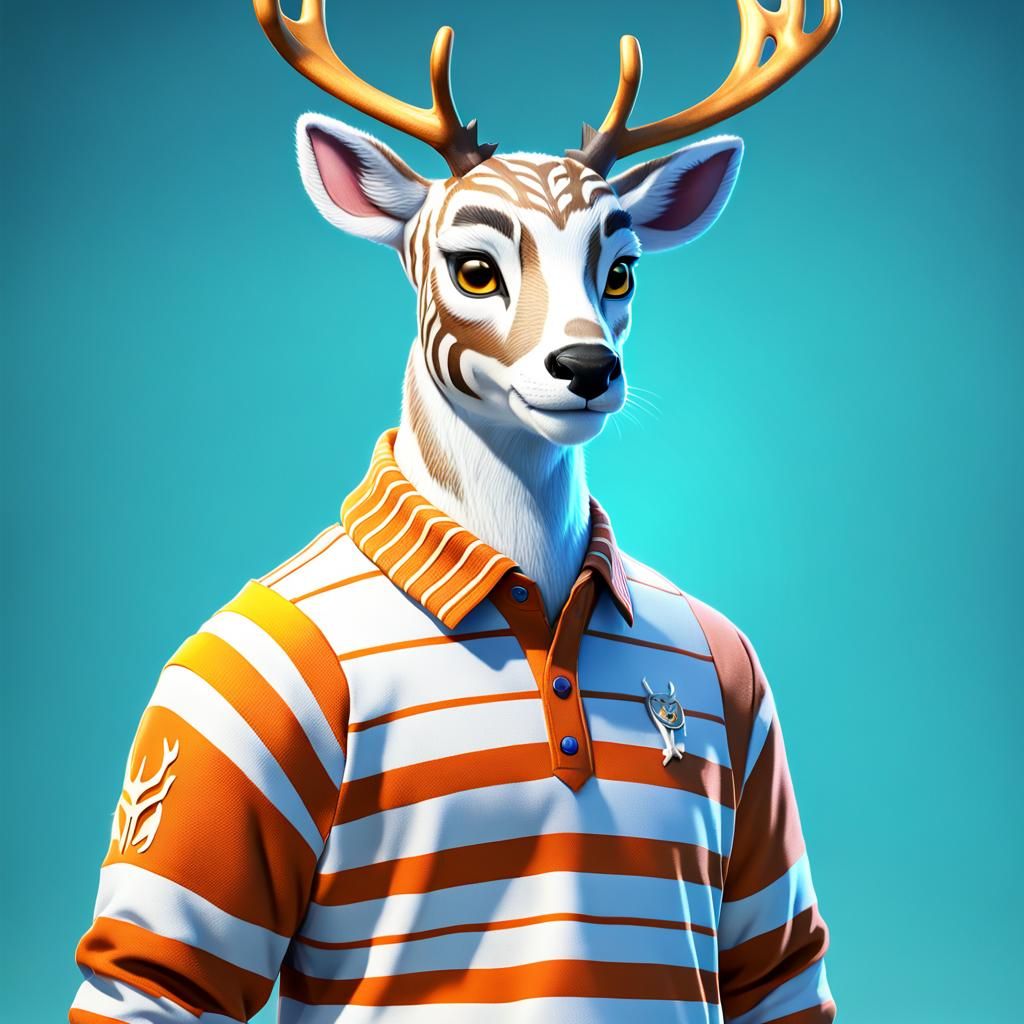 Anthropomorphic Deer-Tiger Hybrid in Pixar Style