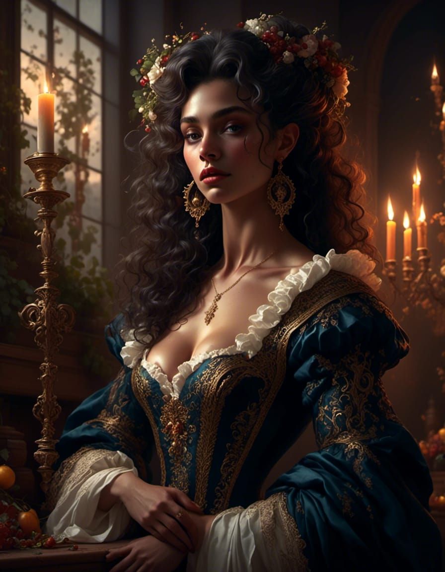 Dramatic Portrait of Venetian Opera Singer in Baroque Style