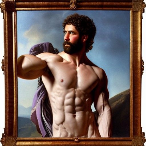 Baroque Oil Painting of Muscular Greek God