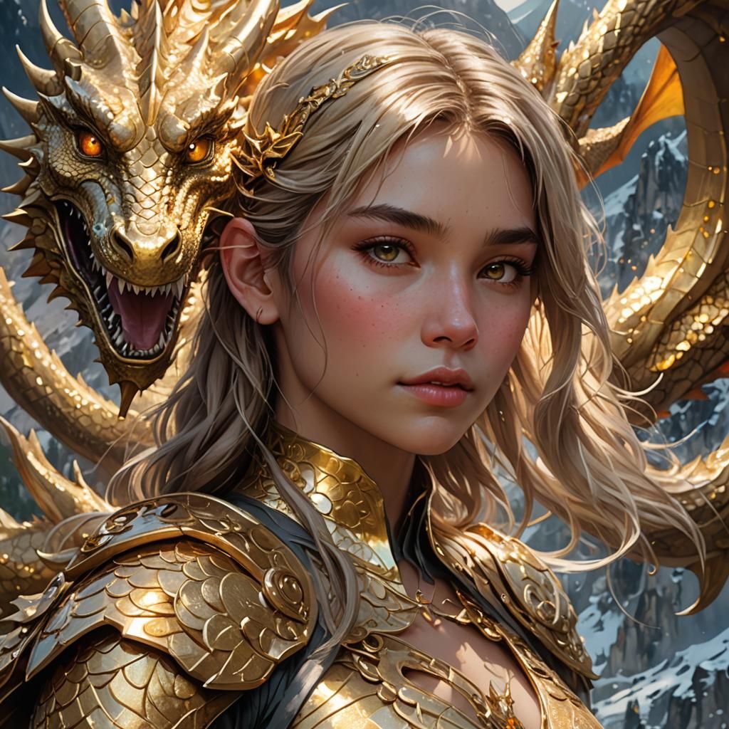Girl and Dragon: A Hyperdetailed Portrait