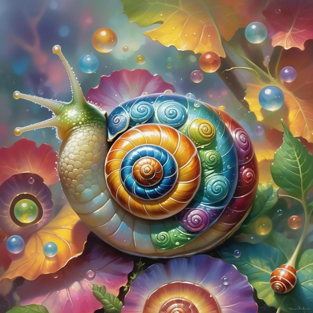 Vibrant Snail in Ethereal Fantasy Style