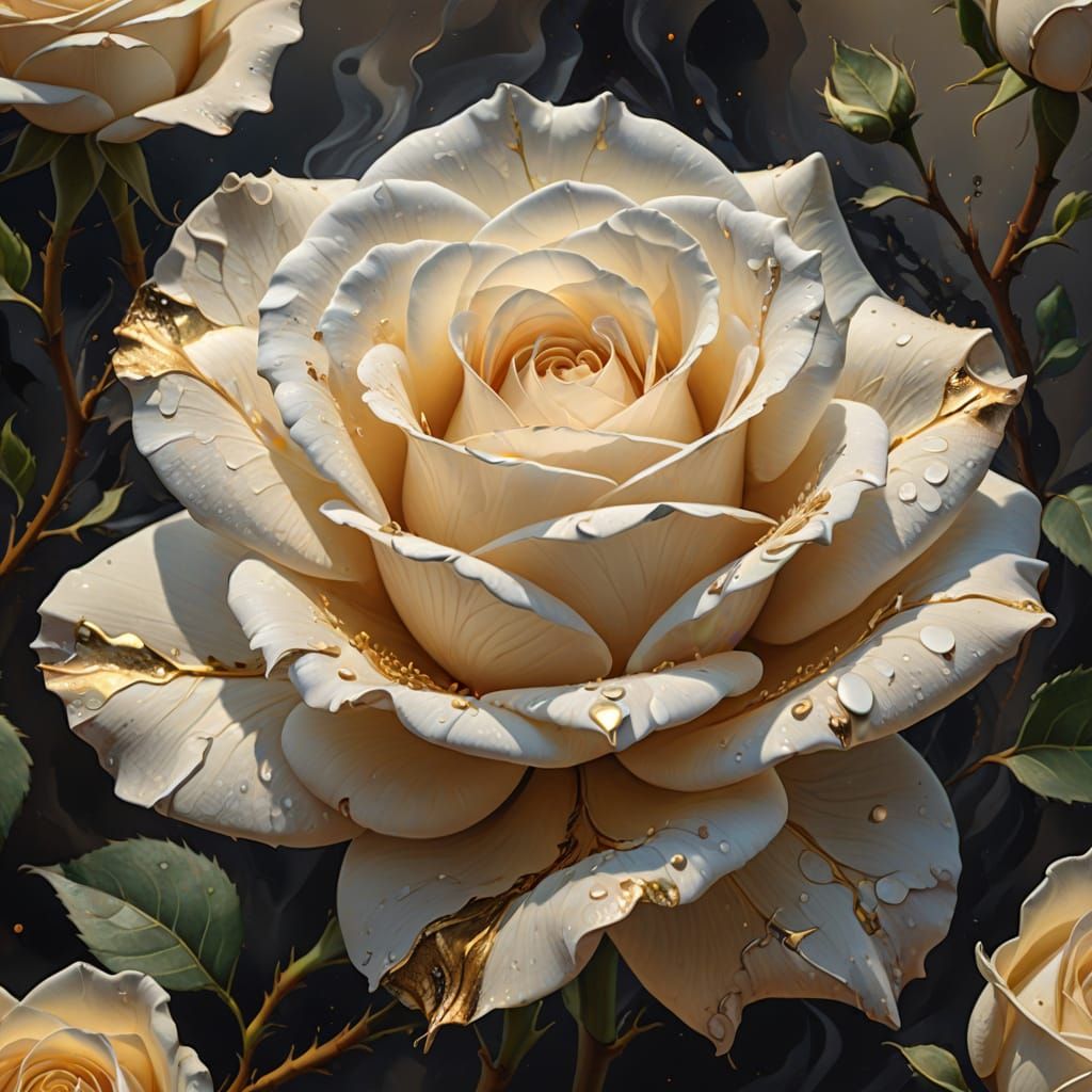 White Rose Blooming in Ashes: Surreal Digital Art