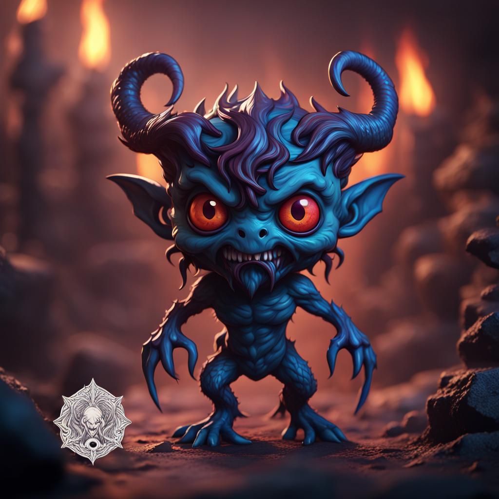 Demonic Chibi Dover Demon Digital Painting