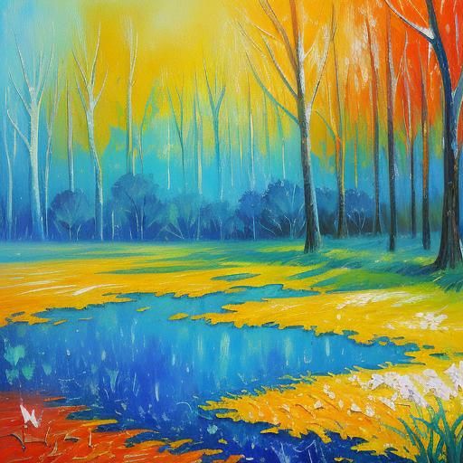 Colorful Impasto Oil Painting in Neo-Impressionism Style