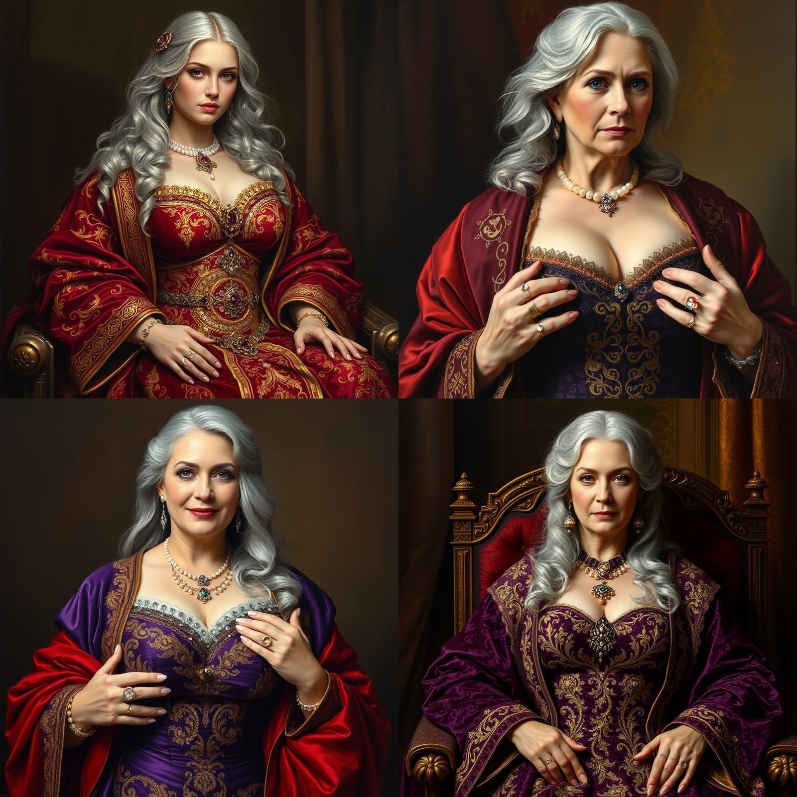 Opulent Portrait of a Silver-Haired Woman