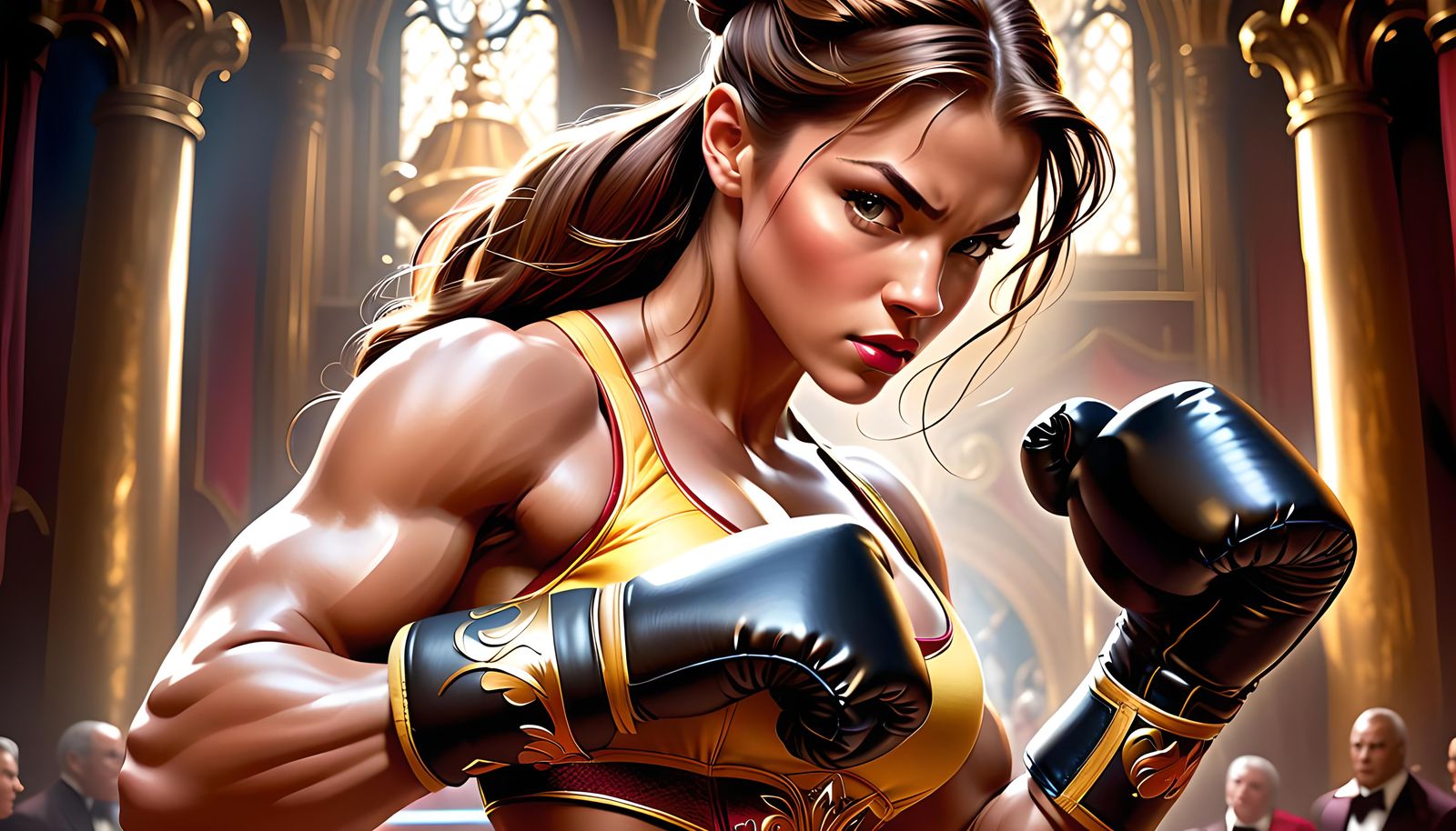 Determined boxing Belle