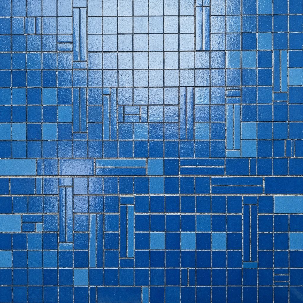 Abstract Blue Mosaic Art in Expressionist Style