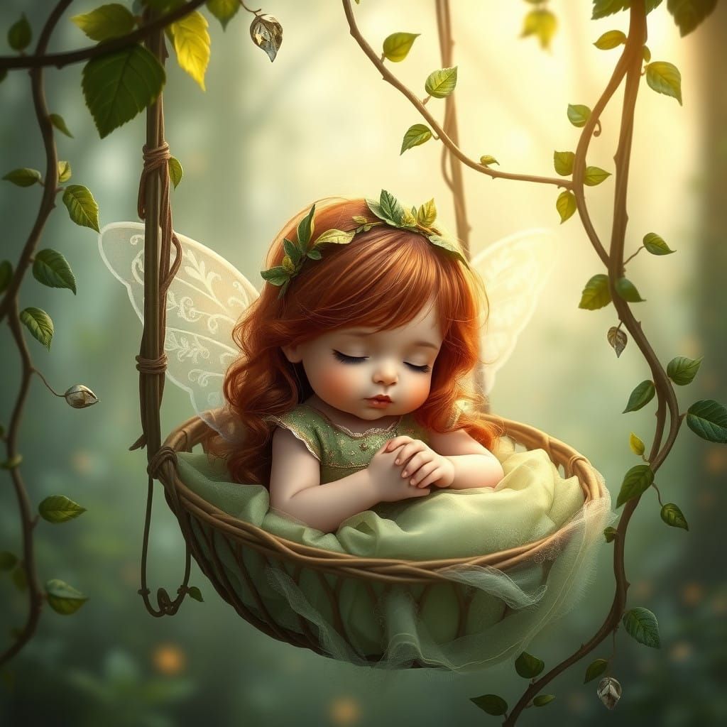 Serene Baby Fairy Girl in Dreamy Forest