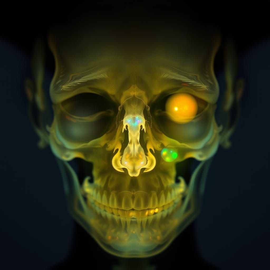 X-Ray Skull with Opal Pearls