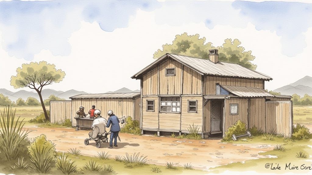 Elegant Sepia-Ink Punk Watercolour Painting of an Old Panhan...