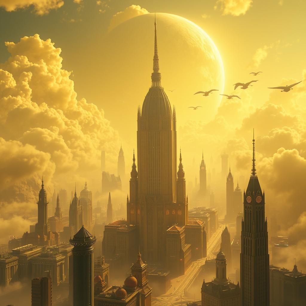 Futuristic Sky City in Venus Clouds