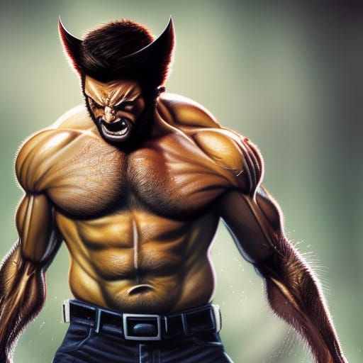 Hyperrealistic Wolverine Splash Art Portrait