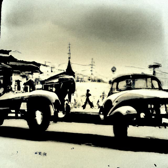 Vintage Cityscape in Sepia Tone with Film Grain