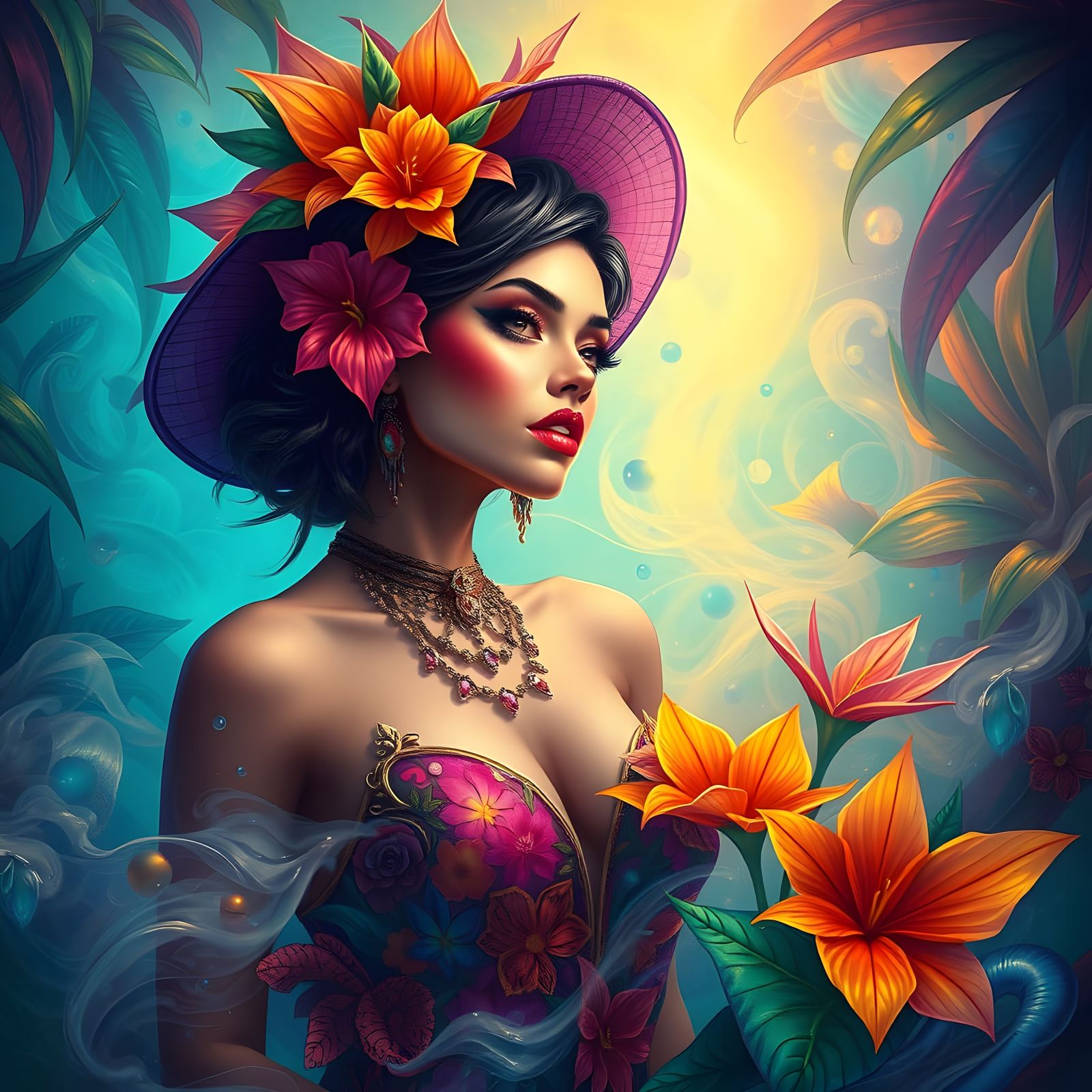 Tropican Goddess in Vibrant Splendor