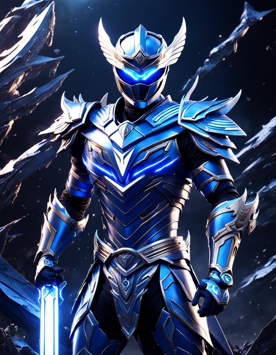 Fantasy Blue Power Ranger in Detailed Matte Painting