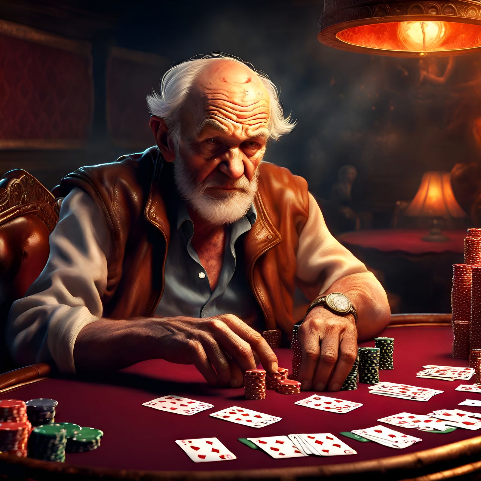 Hyperrealistic Poker Game in Hellscape