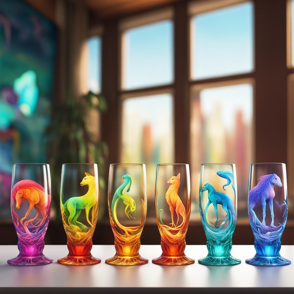 Colorful Animal Crystal Glasses: Matte Painting