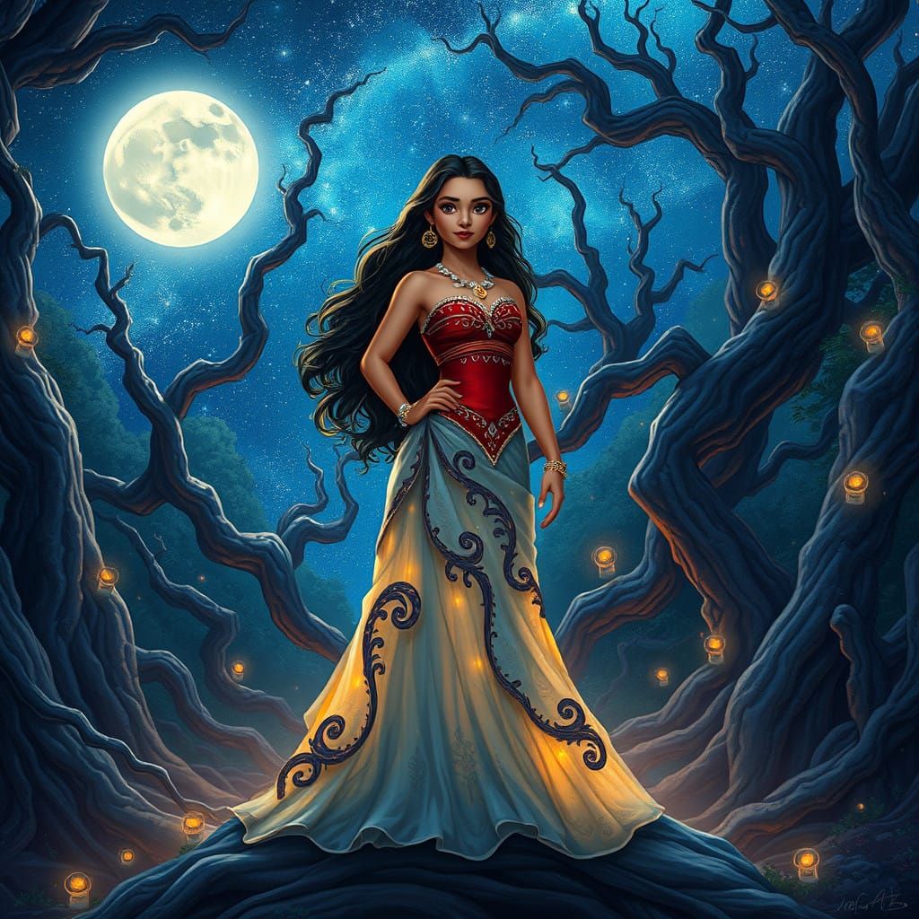 Mystical Ocean Goddess Under Ethereal Stars