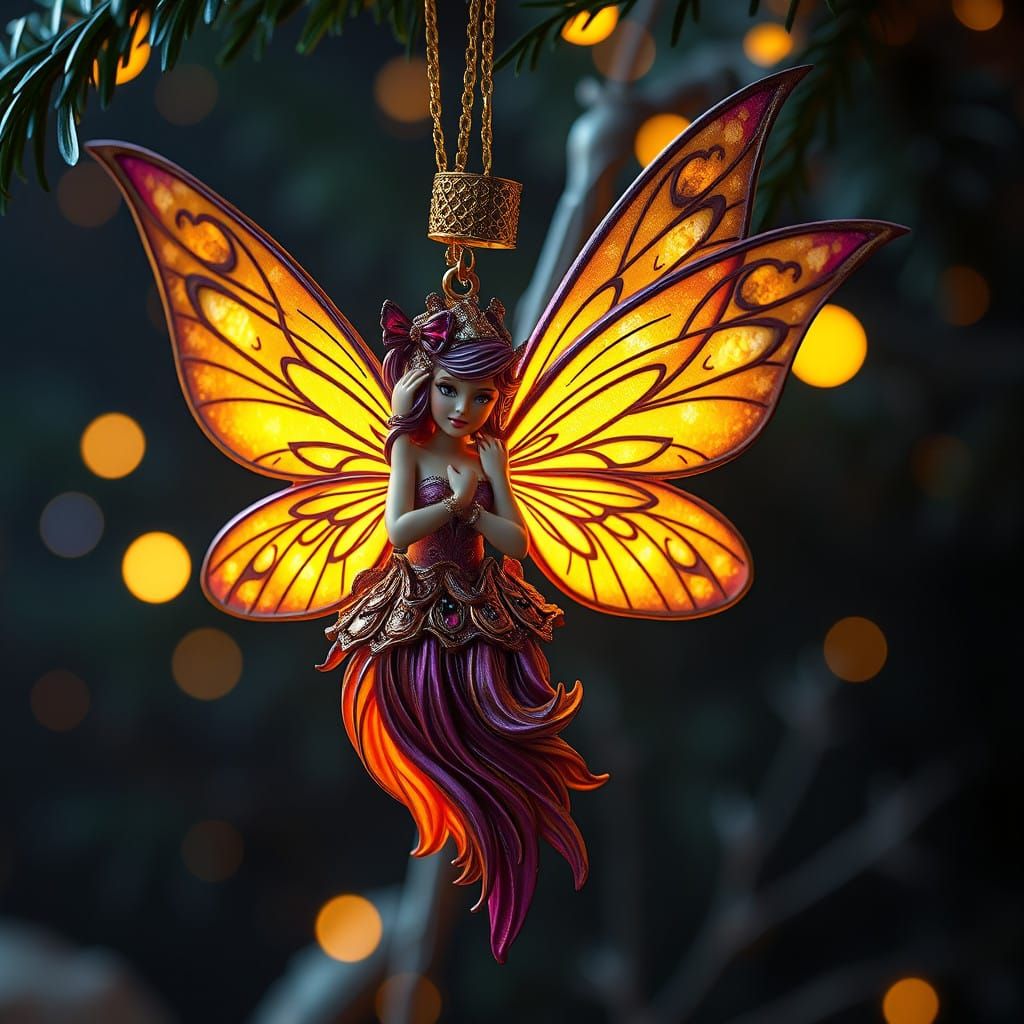 Whimsical Dark Fantasy Christmas Ornament in Art Nouveau Sty...