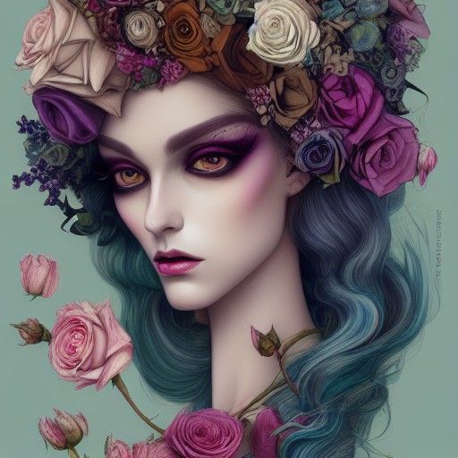 Decadent Portrait of Androgynous God in Victorian Colors