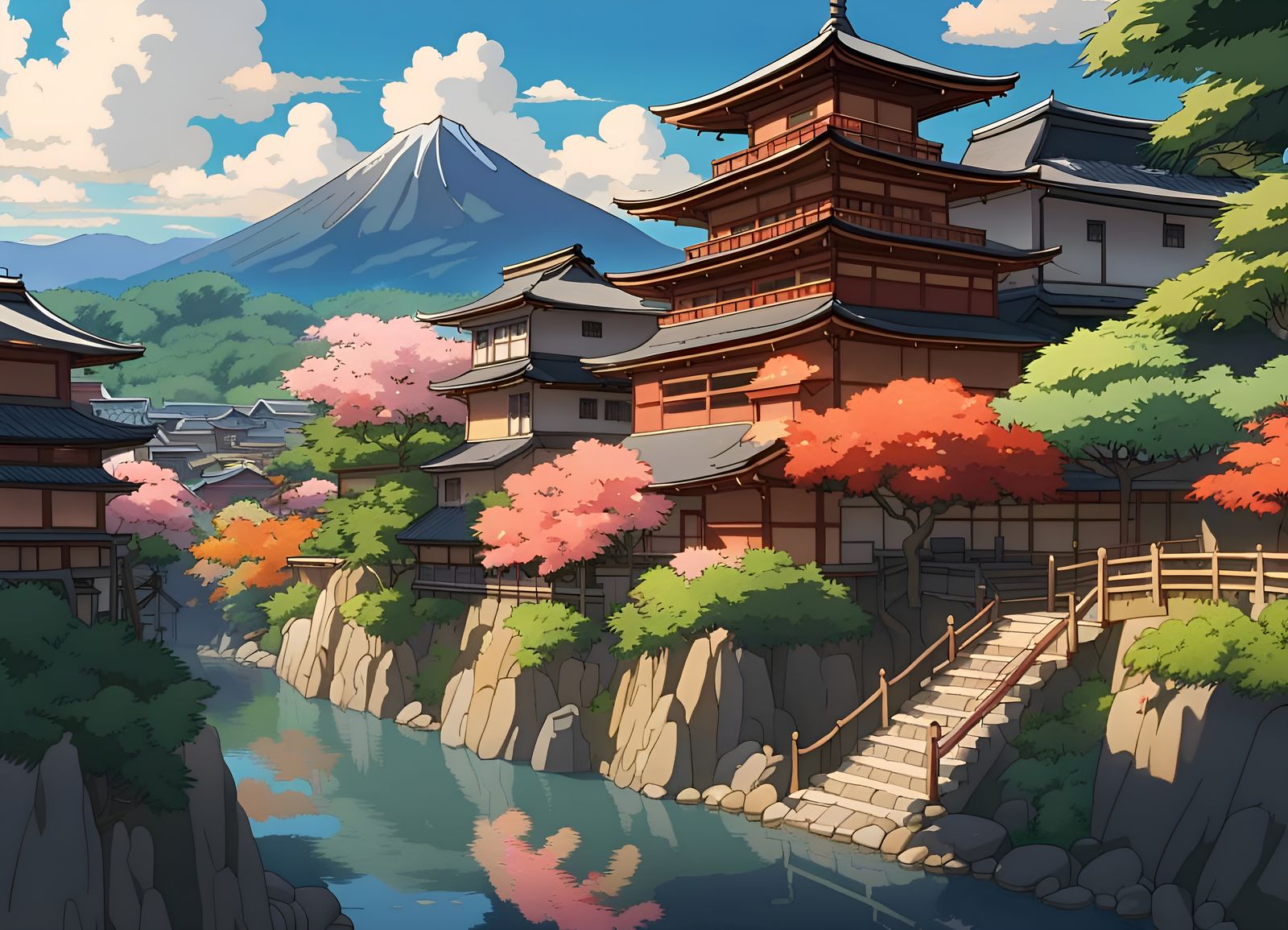 Kyoto Landscape in Anime Style