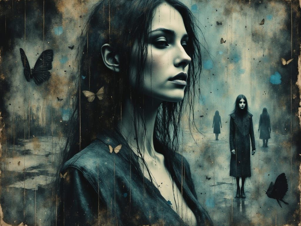 Surreal Female Figure Embodies Chaos in Watercolor and Ink