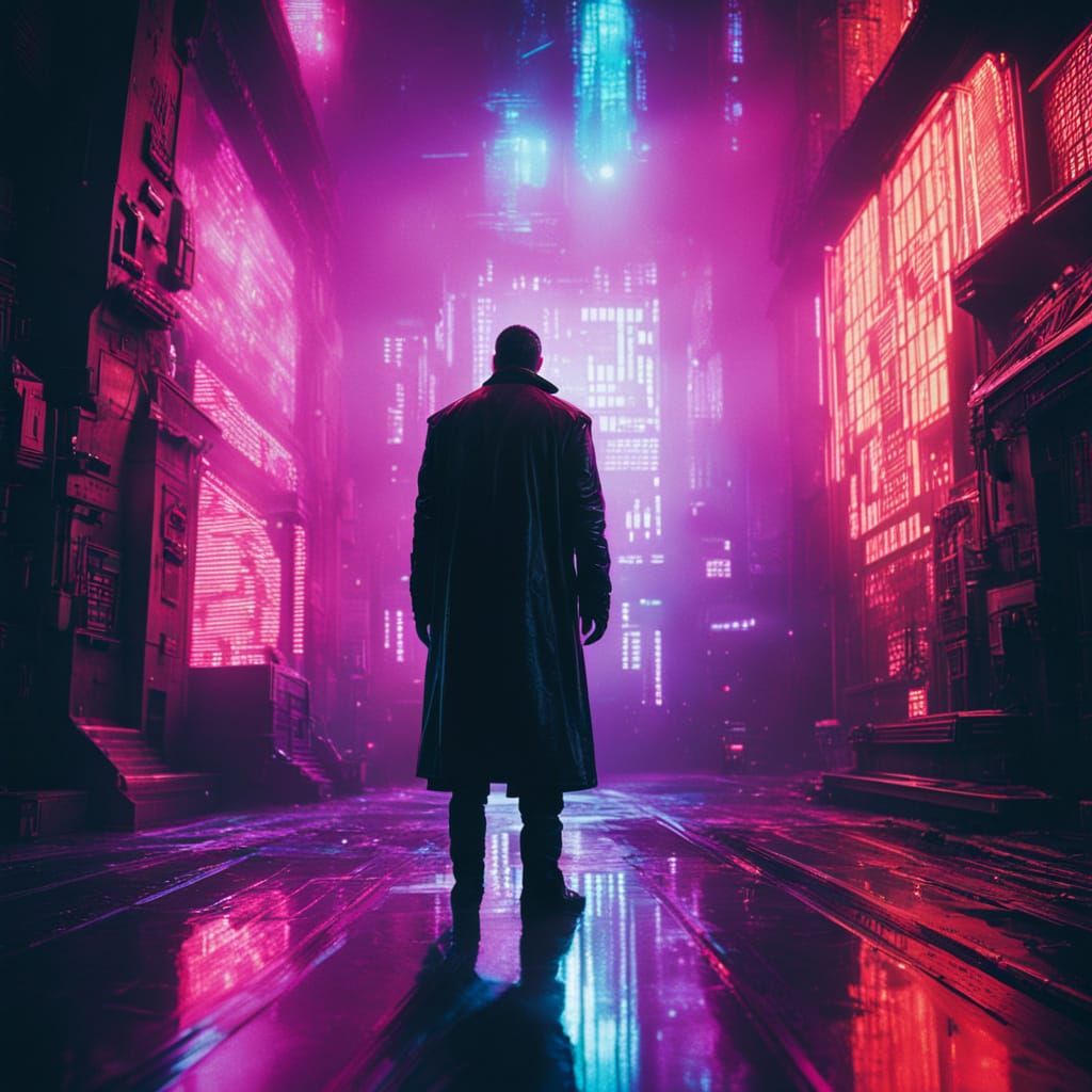 Cyberpunk Bot in Neon-Lit Futuristic Lair