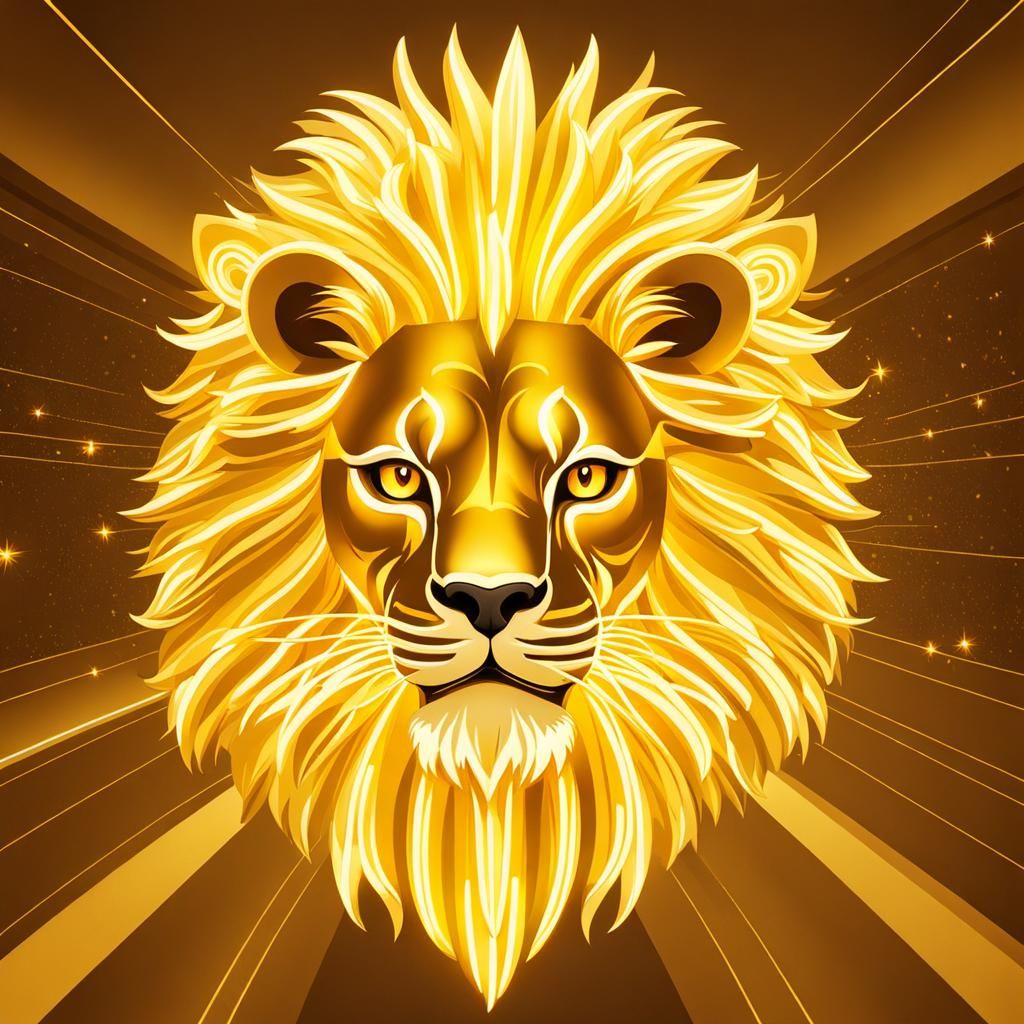 Kinetic Yellow Lion with Trompe-l'œil Lights