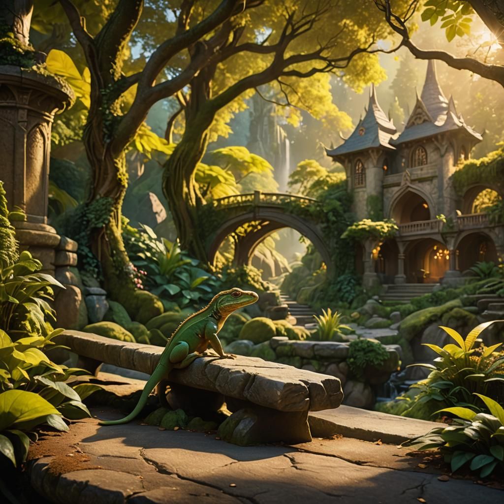 Lizard in Rivendell Digital Matte Painting