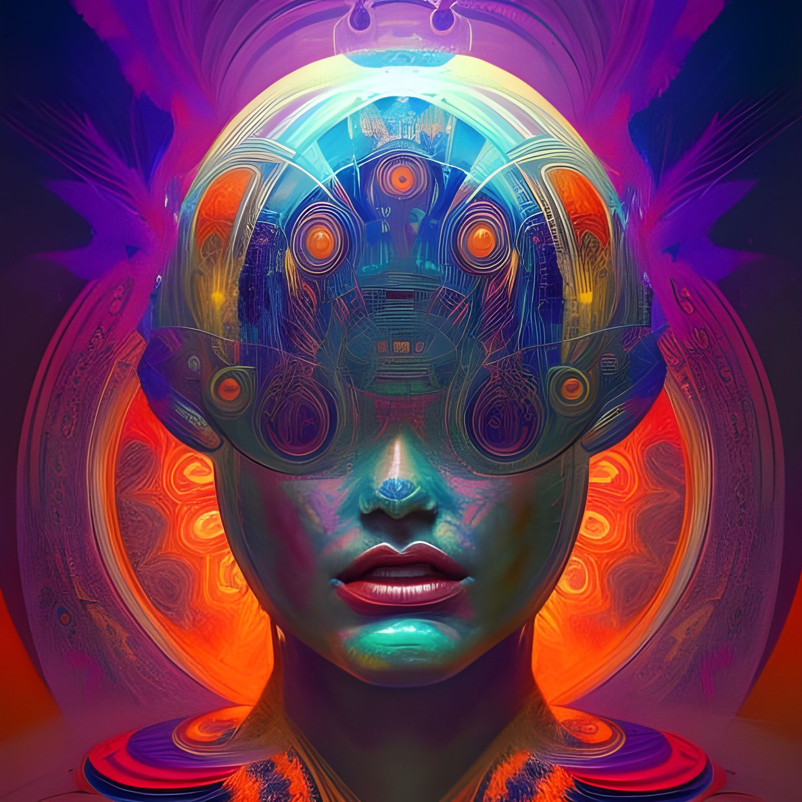 Psychedelic DMT Gods in Hyperdetailed Portrait