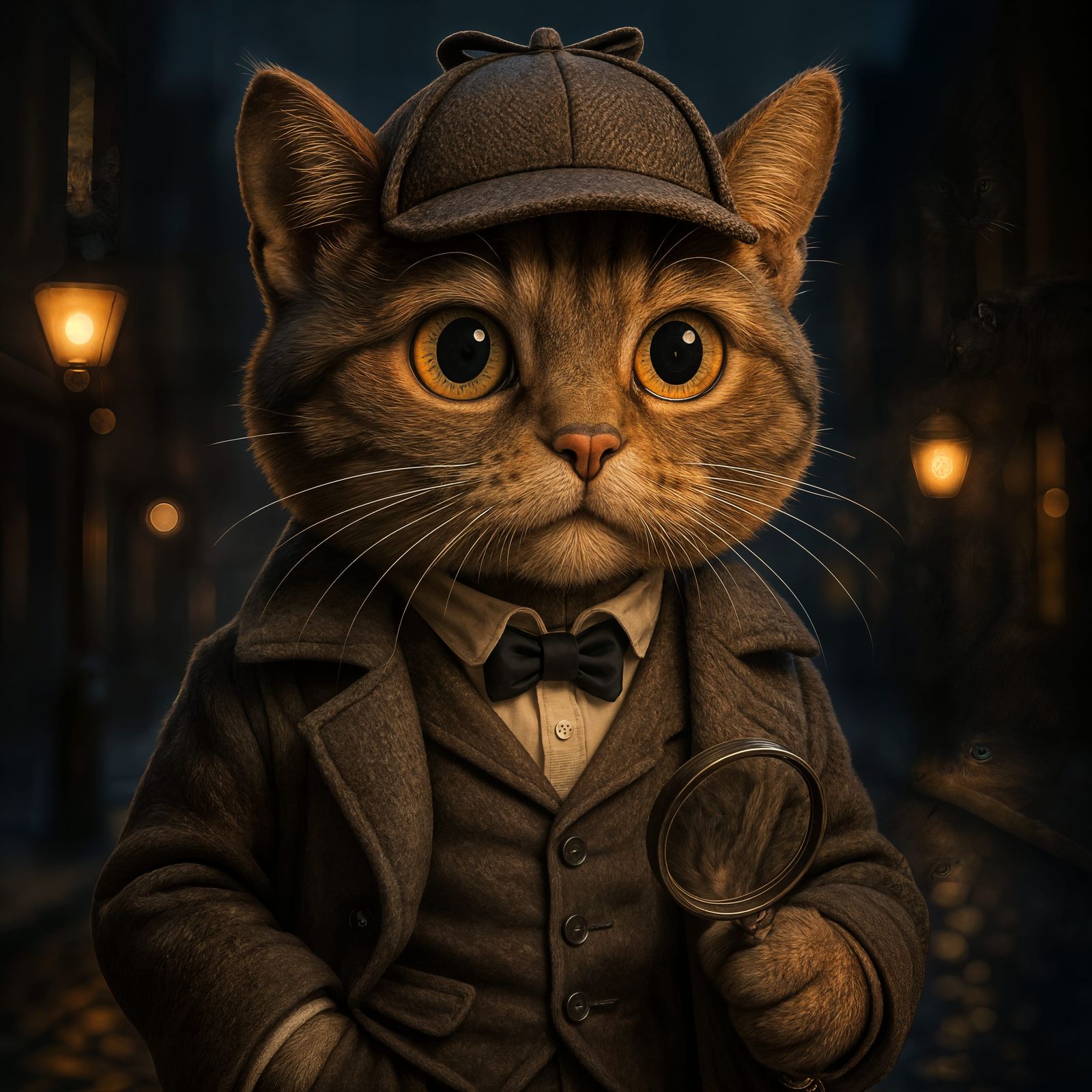 Cartoon Cat Detective in CGI Style