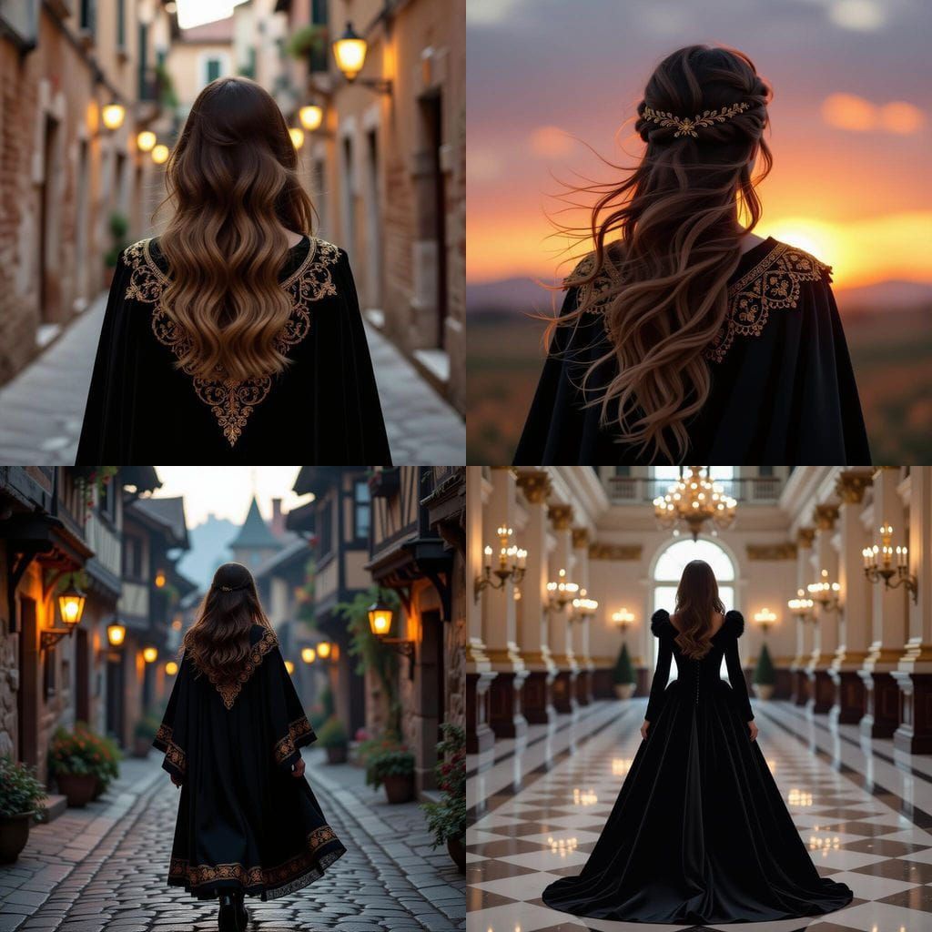 Woman with Blonde Hair and Black Cloak