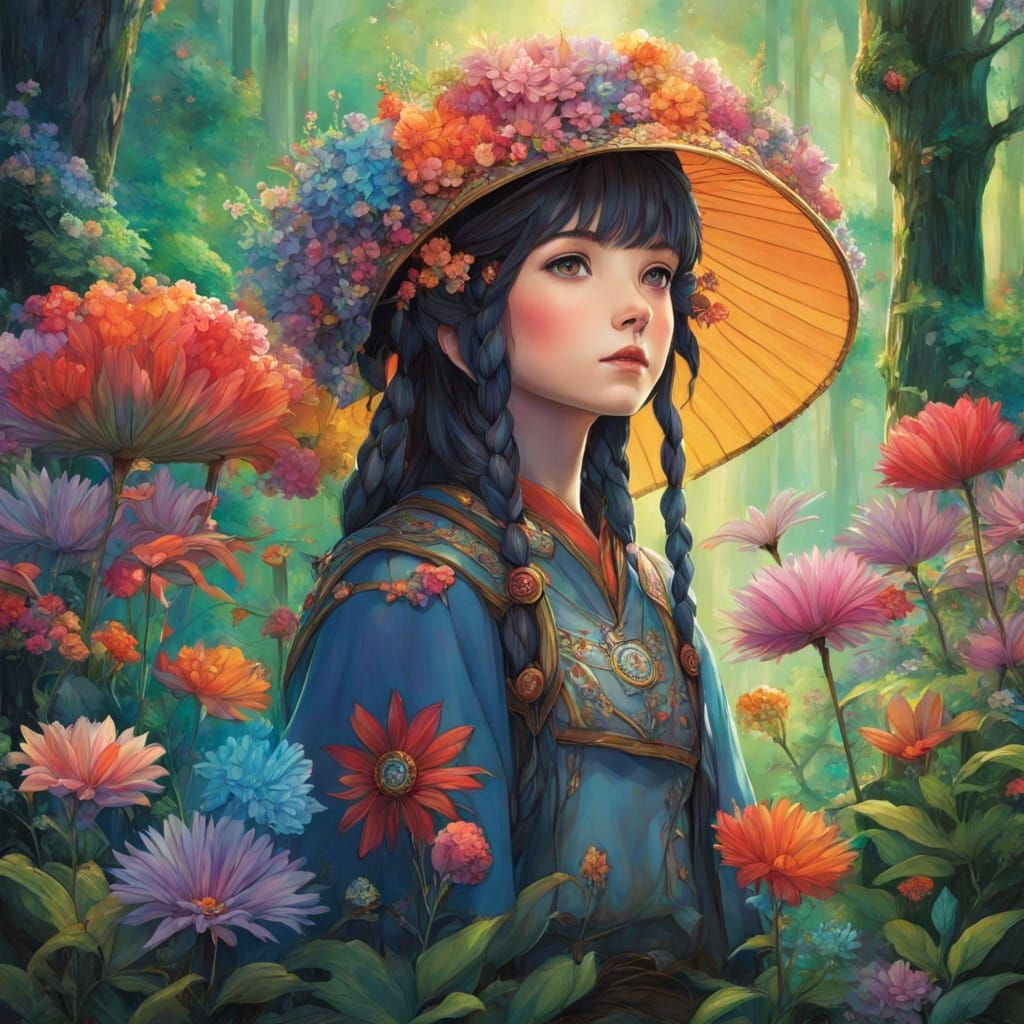 Fantasy Forest Scene in Studio Ghibli Style