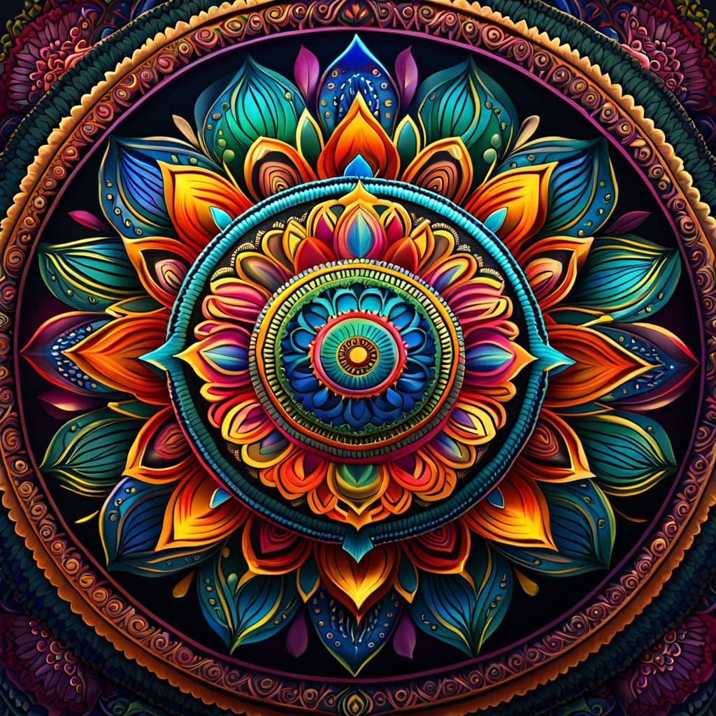 Detailed Colorful Mandala in High Resolution