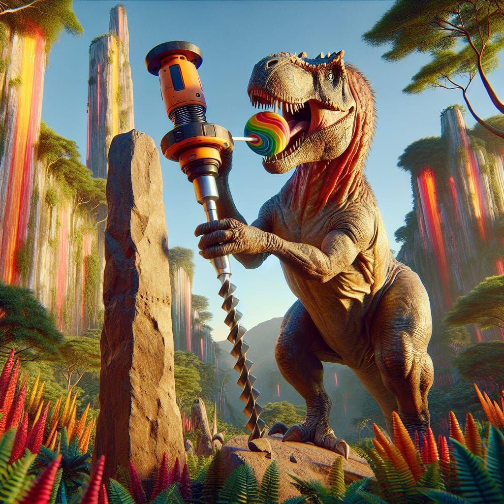 Tyrannosaurus Rex Working Diligently in Jurassic Park