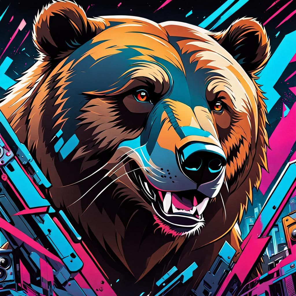 Maximalist Cassette Futurism Lion, Hammerhead, Grizzly