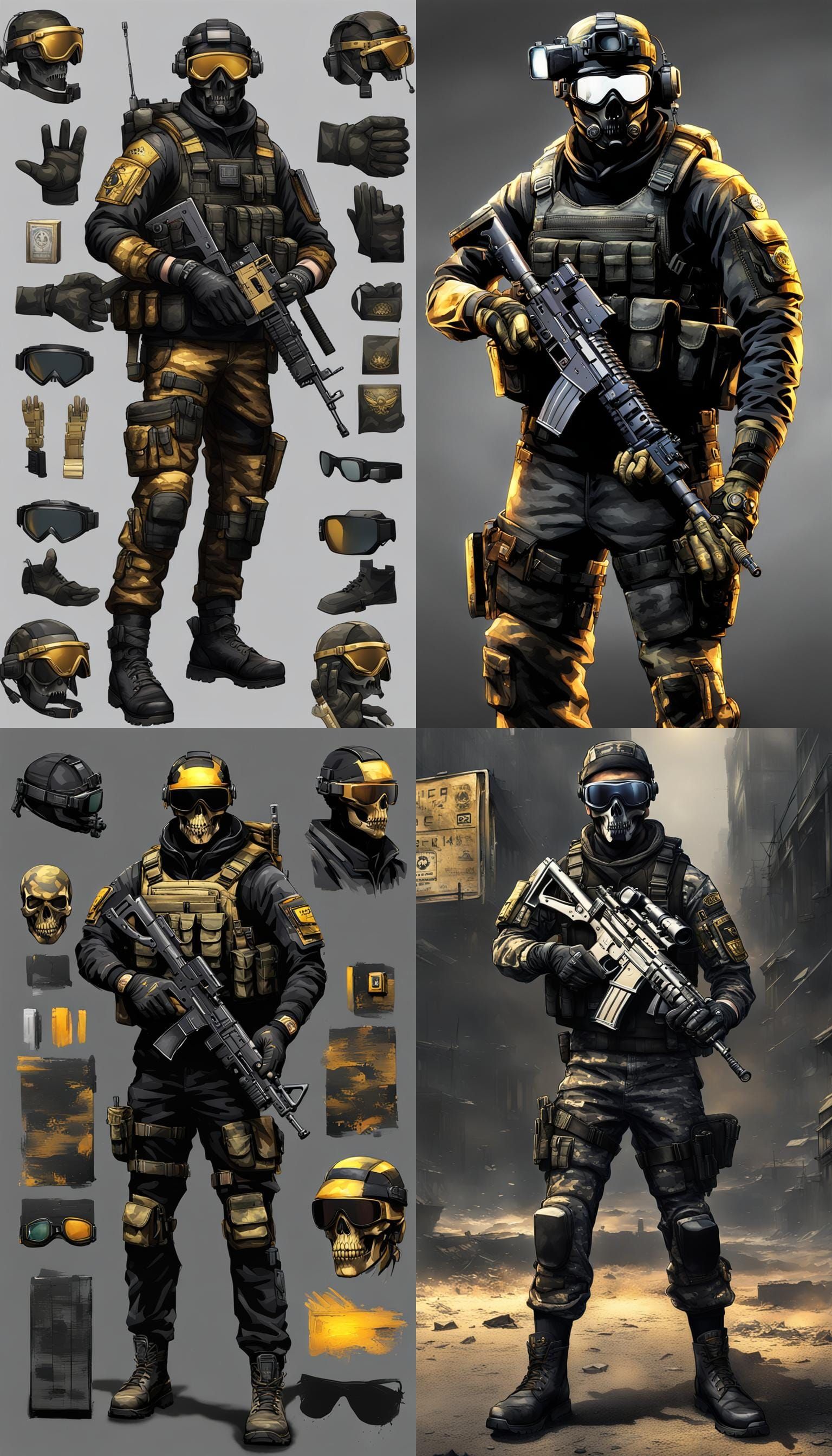 Figure in Black and Gold Tactical Gear