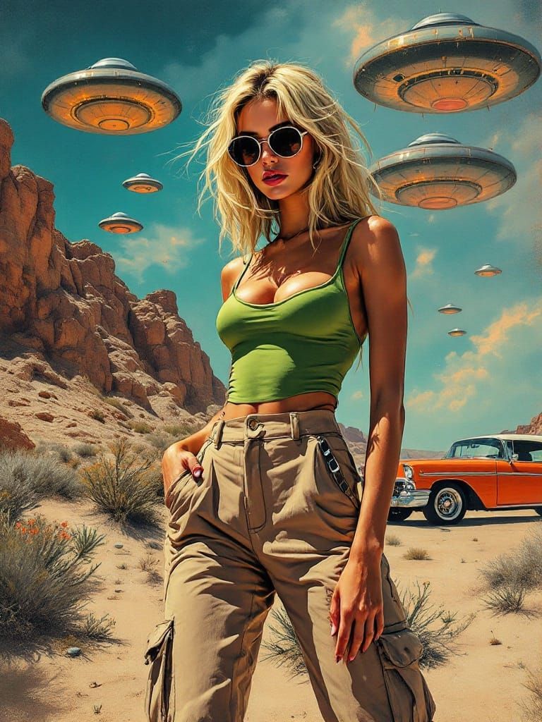 Surreal Desert Goddess Unveils Urban Cosmic Landscape