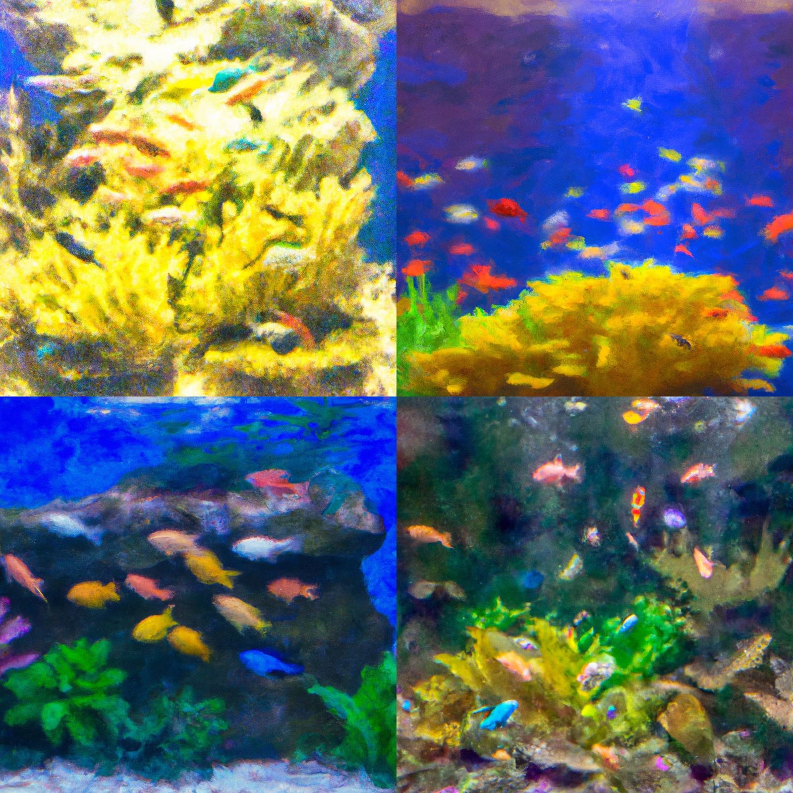 Impressionist Fish Tank with Colorful Fish